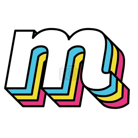 Illustration for Colorful lowercase m in stylish design. - Royalty Free Image