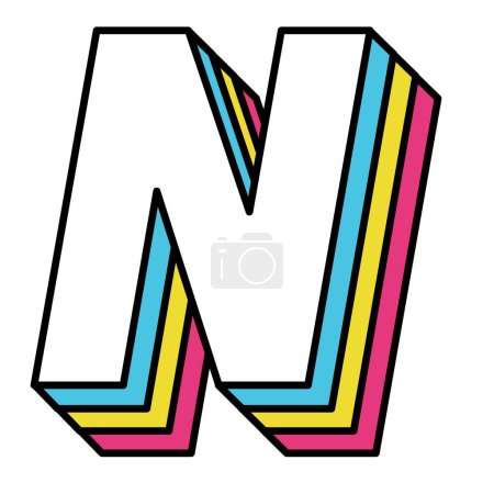 Illustration for Capital letter N with rainbow-colored text. - Royalty Free Image