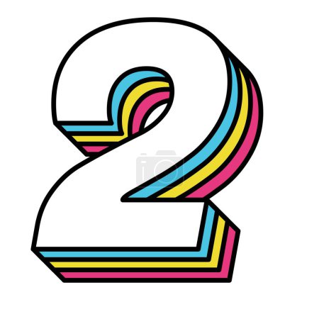 Illustration for Customized numeral two in rainbow style. - Royalty Free Image
