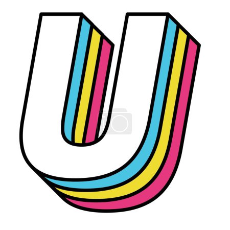 Ilustración de U mayúscula en vibrante diseño multicolor. - Imagen libre de derechos