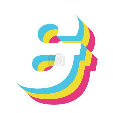 Ilustración de Estilo de símbolo de ampersand retro con tonos de arco iris. - Imagen libre de derechos