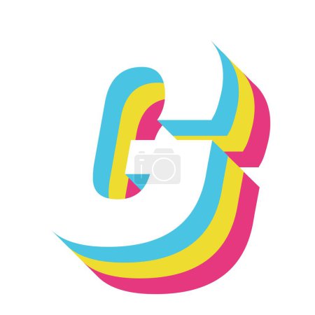 Ilustración de Alfabeto G de colores brillantes en mayúsculas. - Imagen libre de derechos