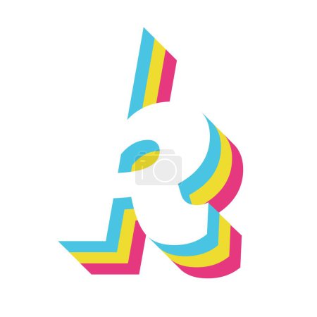 Illustration for Lowercase k with vibrant rainbow pattern. - Royalty Free Image