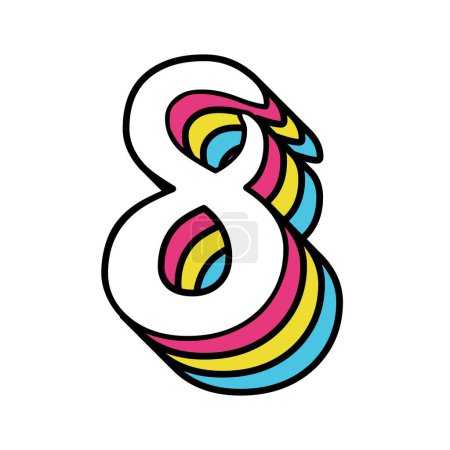 Illustration for Numeral eight shines in colorful sparkle. - Royalty Free Image