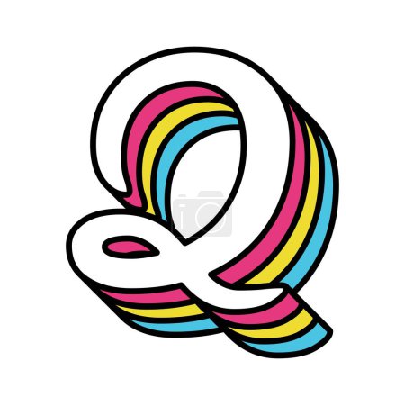 Illustration for Stylish q in uppercase font with retro feel. - Royalty Free Image