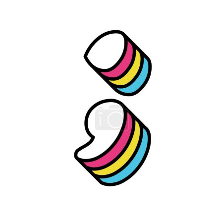 Semikolon-Symbol mit klassischer farbenfroher Note.