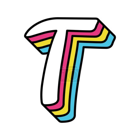 Ilustración de T colorido en forma de mayúsculas. - Imagen libre de derechos