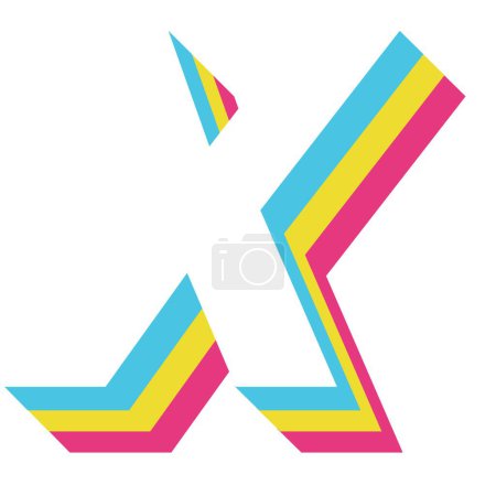 Foto de X mayúscula con giro retro del arco iris. - Imagen libre de derechos