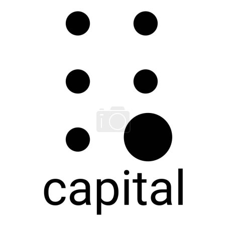 Ilustración de Indicación de la letra mayúscula en braille. - Imagen libre de derechos