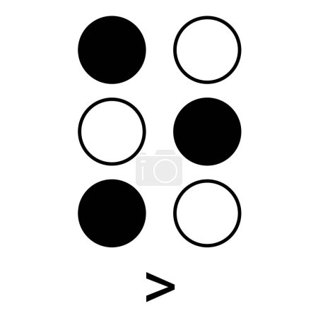 Foto de Braille se utiliza para describir el símbolo mayor que. - Imagen libre de derechos