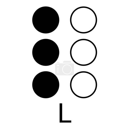 Letter L represented in braille writing system.