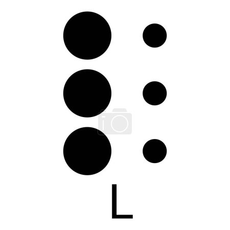 Illustration en braille de la lettre L.