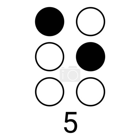 Ilustración de Número cinco representado por puntos braille elevados. - Imagen libre de derechos