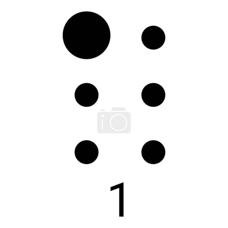 Ilustración de Numeral uno indicado por la combinación de puntos elevados. - Imagen libre de derechos