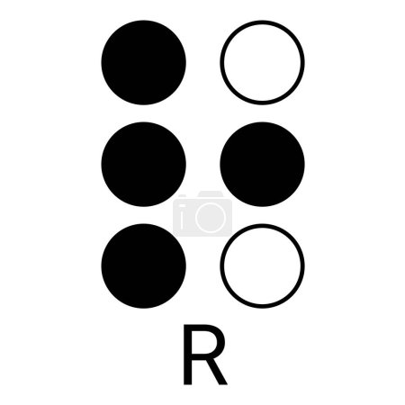Foto de R representada en braille para discapacitados. - Imagen libre de derechos