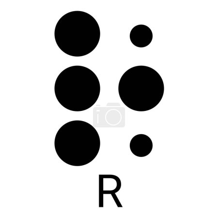 Représentation en braille de l'alphabet R.