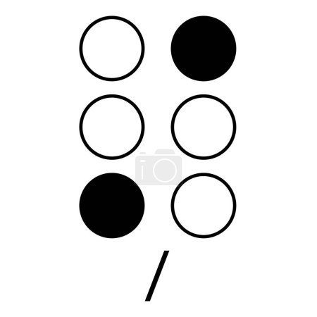 Illustration for Braille represents slash symbol with specific dots. - Royalty Free Image