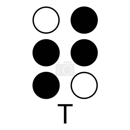 Illustration for Letter T depicted using braille writing system. - Royalty Free Image