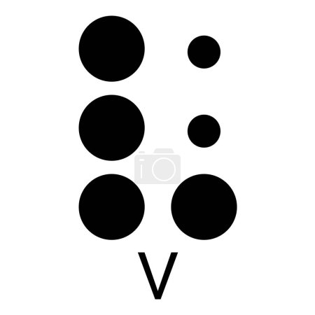 Représentation en braille de V pour déficients visuels.