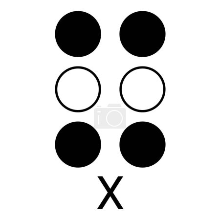 Letter X in braille for impaired people.