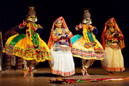 Photo for CHENNAI, INDIA - SEPTEMBER 7, 2009: Indian traditional dance drama Kathakali preformance on September 7, 2009 in Chennai, India. Kathakali is a famous dance-drama of south indian state Kerala. - Royalty Free Image