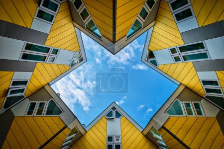 Photo for ROTTERDAM, NETHERLANDS - MAY 11, 2017: Cube houses - innovative cube-shaped houses designed by architect Piet Blom with main idea to optimize space in Rotterdam, Netherlands, now tourist attraction - Royalty Free Image