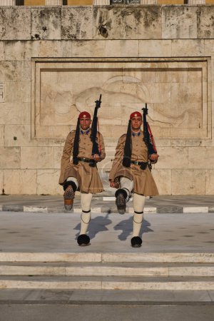 Photo for ATHENS, GREECE - MAY 20, 2010: Changing of the presidential guard Evzones in front of the Monument of the Unknown Soldier near Greek Parliament, Syntagma square, Athenes, Greece - Royalty Free Image