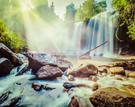 Photo for Vintage retro effect filtered hipster style image of tropical waterfall Phnom Kulen, Cambodia - Royalty Free Image