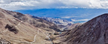 Photo for Panorama of Indus valley from Kardung La pass - allegedly the highest motorable pass in the world (5602 m). Ladakh, India - Royalty Free Image