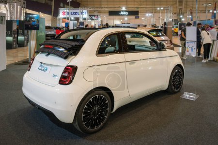 Photo for Lisbon, Portugal - May 12, 2023: Fiat 500 Cabrio electric car on display at ECAR SHOW - Hybrid and Electric Motor Show - Royalty Free Image