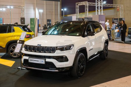 Photo for Lisbon, Portugal - May 12, 2023: Jeep Compass 4xe hybrid electric car on display at ECAR SHOW - Hybrid and Electric Motor Show - Royalty Free Image