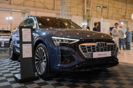 Photo for Lisbon, Portugal - May 12, 2023: Audi Q8 e-tron 50 electric car on display at ECAR SHOW - Hybrid and Electric Motor Show - Royalty Free Image
