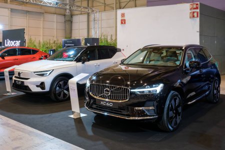 Photo for Lisbon, Portugal - May 12, 2023: Volvo XC60 hybrid and Volvo XC40 electric cars on display at ECAR SHOW - Hybrid and Electric Motor Show - Royalty Free Image