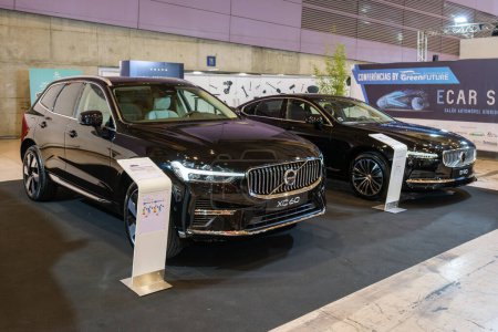 Photo for Lisbon, Portugal - May 12, 2023: Volvo XC60 and Volvo S90 hybrid electric cars on display at ECAR SHOW - Hybrid and Electric Motor Show - Royalty Free Image