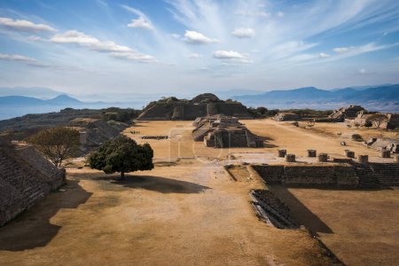 Photo for Ancient civilization ruins on plateau Monte Alban in Mexico - Royalty Free Image