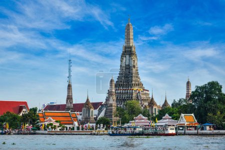 Photo for Buddhist temple wat Wat Arun on Chao Phraya River. Bangkok, Thailand - Royalty Free Image
