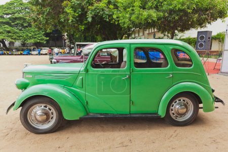 Photo for CHENNAI - INDIA - JULY 24, 2011: Ford Prefect 1952 (retro vintage car) on Heritage Car Rally 2011 of Madras Heritage Motoring Club at Egmore on July 24, 2011 in Chennai, India - Royalty Free Image