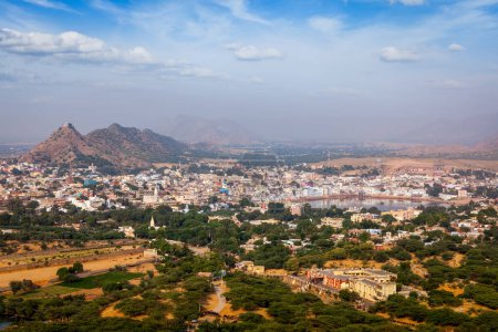 Photo for Holy city Pushkar aerial view from Savitri temple. Rajasthan, India - Royalty Free Image