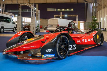 Photo for Lisbon, Portugal - May 12, 2023: Nissan Formula E electric racing race on display at ECAR SHOW - Hybrid and Electric Motor Show - Royalty Free Image