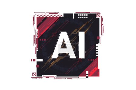 Téléchargez les photos : Technologie IA fond abstrait. AI art génératif concept de bannière créative dans le style glitch numérique. Poster high tech avec place pour le texte. Élément de design futuriste. Vecteur eps 10 - en image libre de droit