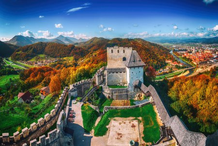 Medieval old castle in Celje city, Slovenia. Travel outdoor touristic background
