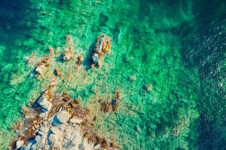 Photo for Halkidiki, Sitonia from Above, Greece. Summer travel vacation background. Abstract landscape with rocks - Royalty Free Image