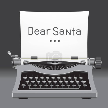 Illustration for Santa letter on typewriter on dark background. Christmas Holiday paper message. - Royalty Free Image