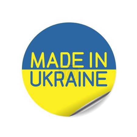 Illustration for Ukraine country made in sign template with shadow isolated on white background. Countrie badge tag sticker label symbols coloection. - Royalty Free Image