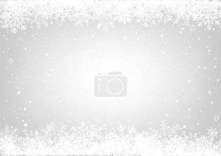 Téléchargez les illustrations : Noël vacances flocons de neige dacoration fond gris. Ornement de neige d'hiver cadre - en licence libre de droit