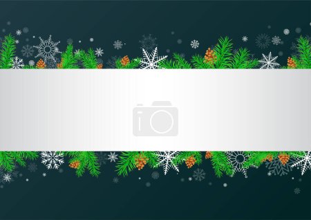 Illustration for Winter Christmas decoration white gradient stripe on dark blue backdrop. New Year holiday greeting empty copy space background template - Royalty Free Image