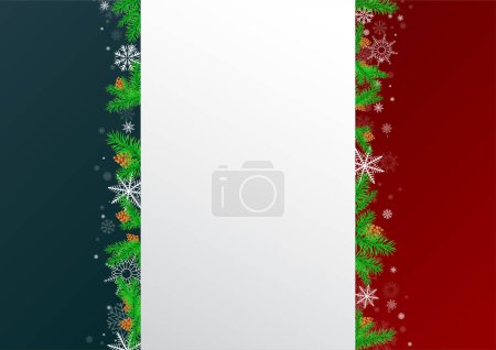 Illustration for Winter Christmas decoration white gradient stripe on dark blue and red backdrop. New Year holiday greeting empty copy space background template like France flag - Royalty Free Image