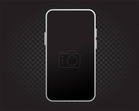 Photo for White smartphone template with black screen on dark background Mock of mobile empty screen device illustration - Royalty Free Image