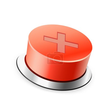 Illustration for Red declined button with shadow on white background. Declinable or error sign symbol template. Delete remove action object - Royalty Free Image