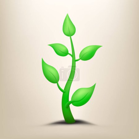 Illustration for Green plant sprouts on coffee background. Nature plants is sprouting, creating a striking contrast between the vibrant green leaves and the rich light brown backdrop. - Royalty Free Image